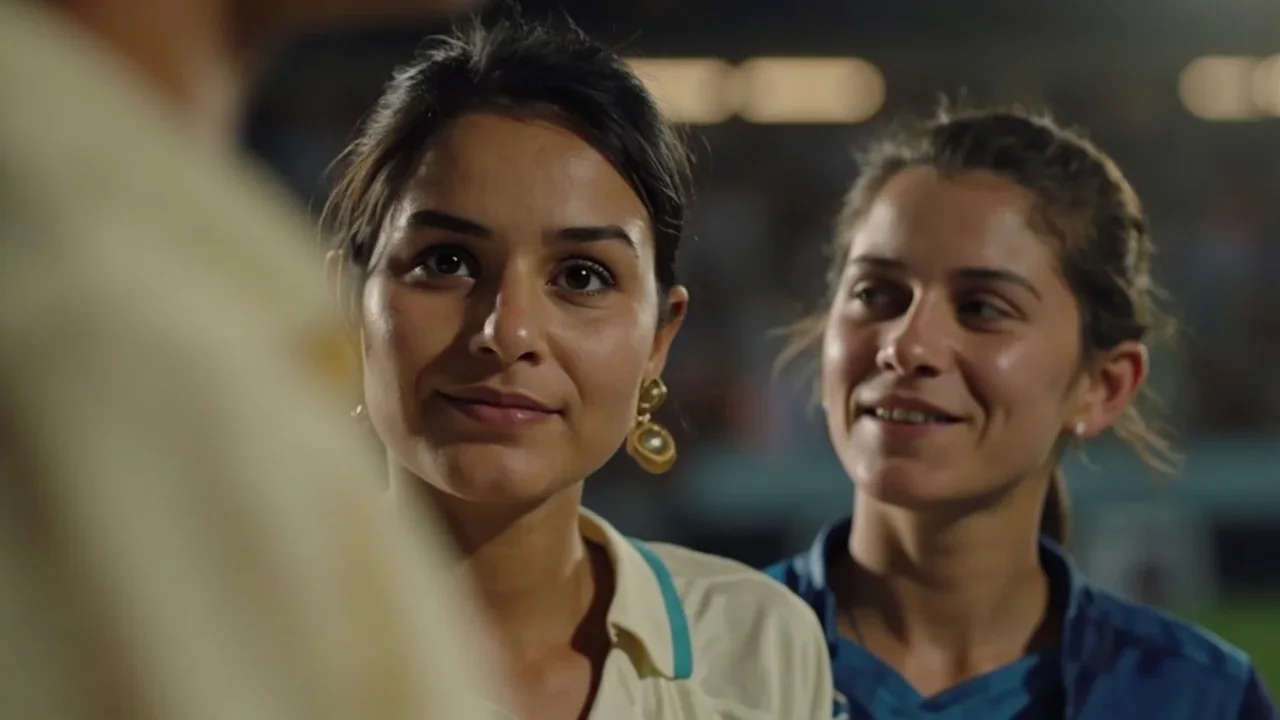 Close editorial frame of a women's limited-overs batter at the crease during an evening 100-ball fixture, used to illustrate the captain and vice-captain thinking in the Match 30 fantasy preview